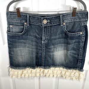 Wrangler Blue Jean Skirt With Ruffles